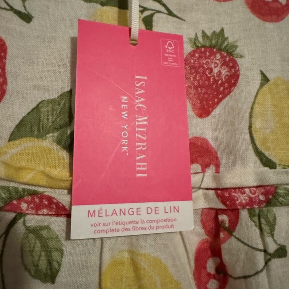 NEW Isaac Mizrahi White Pink Yellow Lemon Cherry Linen Blend Dress S Small NWT - Picture 6 of 10